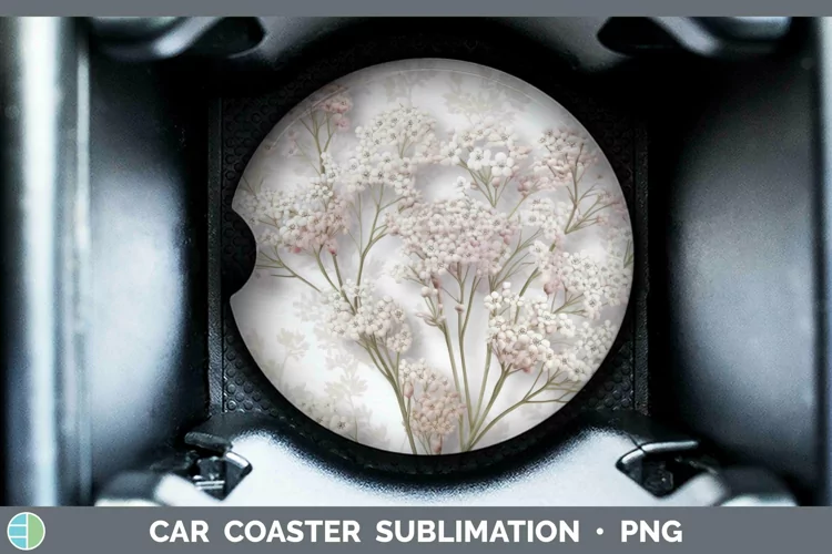 3D Flowers Babys Breath Gypsophila Car Coaster Sublimation C