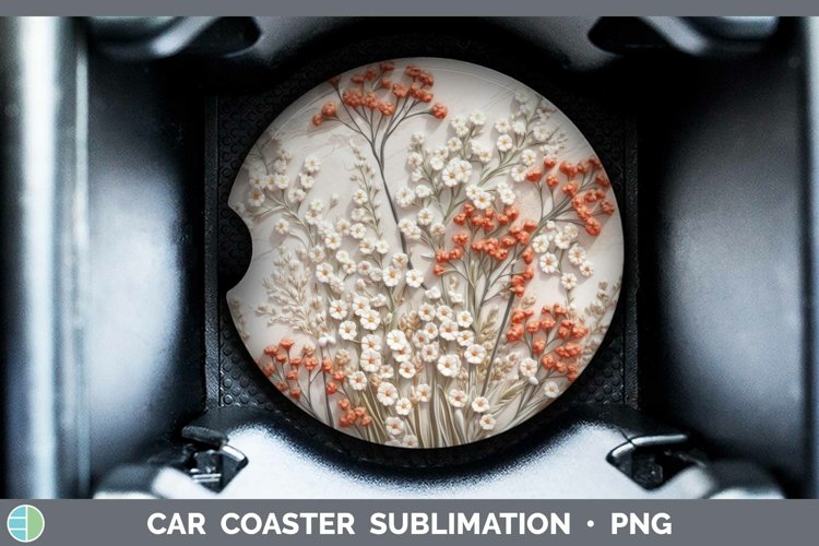 3D Flowers Babys Breath Gypsophila Car Coaster Sublimation C
