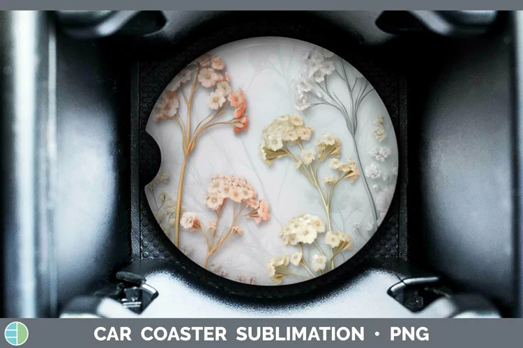 3D Flowers Babys Breath Gypsophila Car Coaster Sublimation C