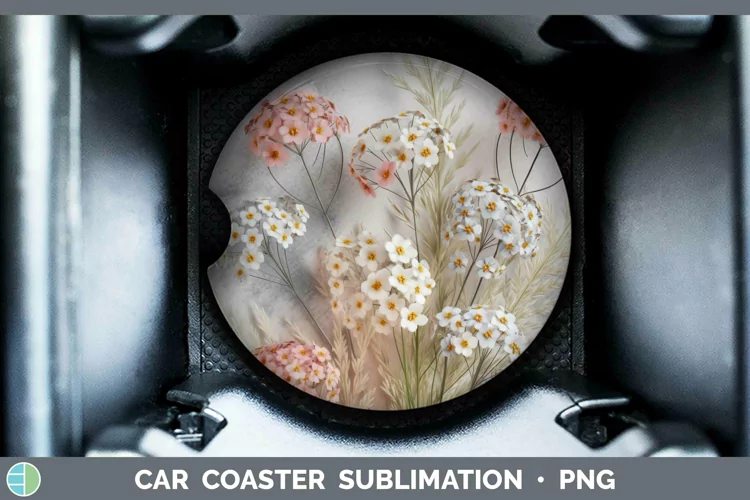 3D Flowers Babys Breath Gypsophila Car Coaster Sublimation C