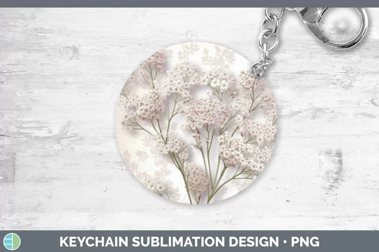 3D Flowers Babys Breath Gypsophila Keychain Sublimation Keyr