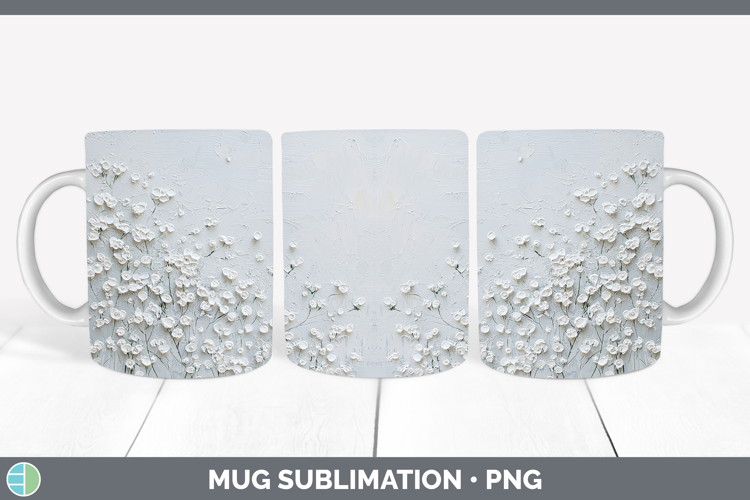 3D Flowers Babys Breath Gypsophila Mug Wrap Sublimation Coff