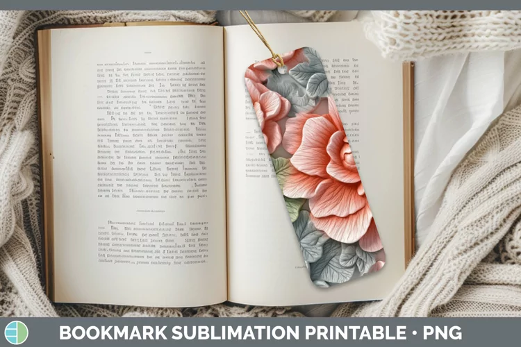 3D Flowers Begonia Bookmark Sublimation Printable Designs