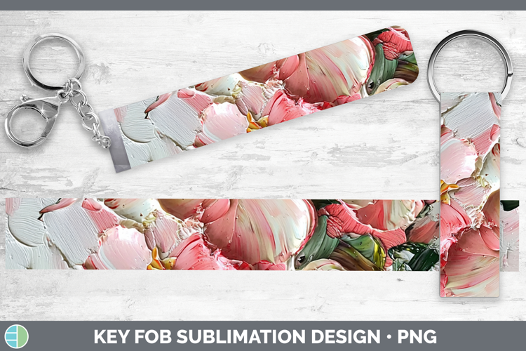 3D Flowers Begonia Key Fob Sublimation Wristlet Designs