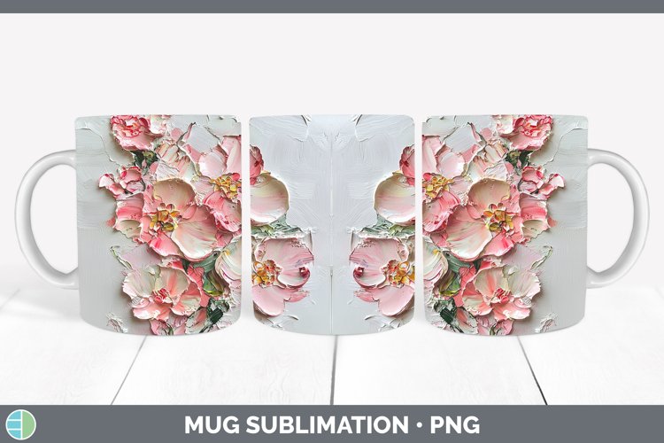 3D Flowers Begonia Mug Wrap Sublimation Coffee Cup Designs