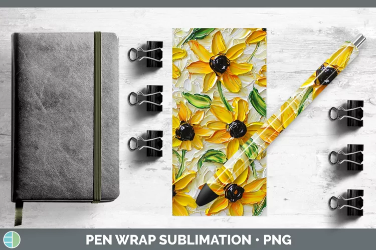 3D Flowers Black-eyed Susan Pen Wrap Sublimation Pen Designs
