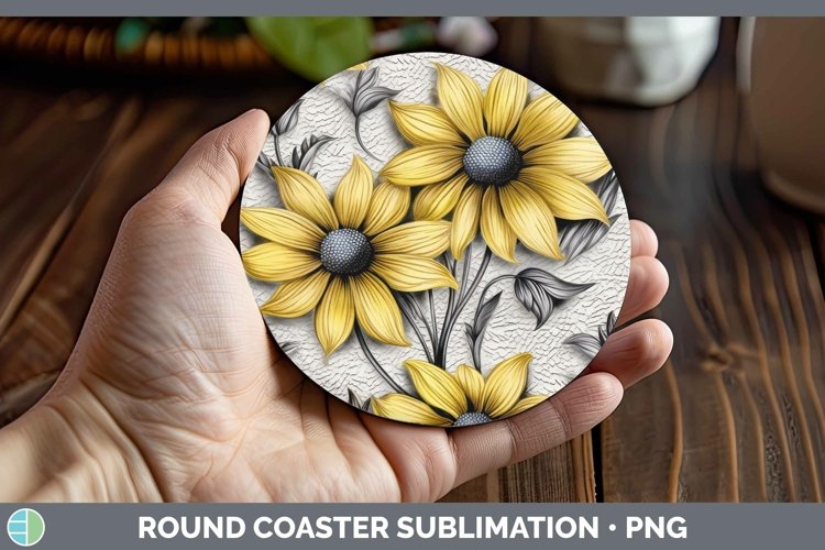 Gorgeous3D Flowers Round Coaster design.