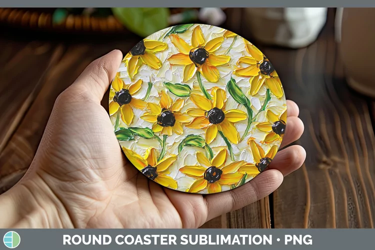 3D Flowers Black-eyed Susan Round Coaster Sublimation Coaste
