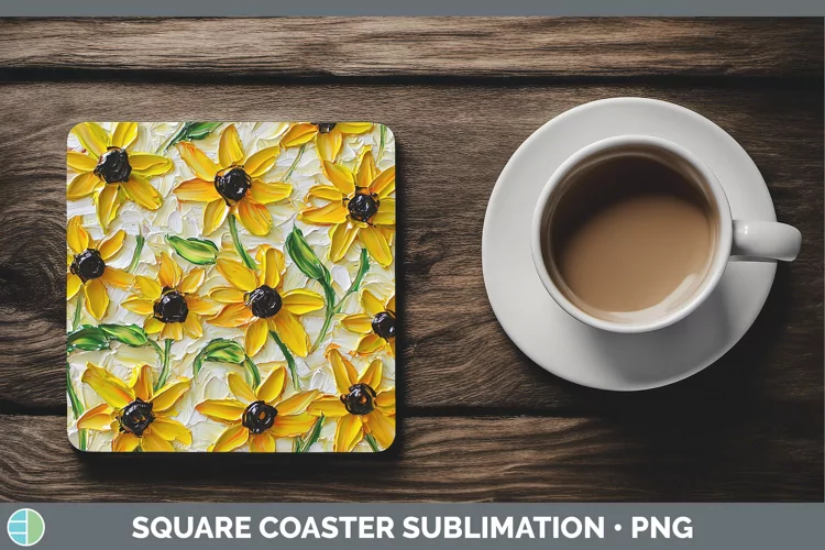 3D Flowers Black-eyed Susan Square Coaster Sublimation Coast