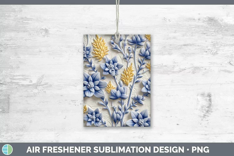 3D Flowers Bluebonnet Air Freshener Sublimation Car Freshene