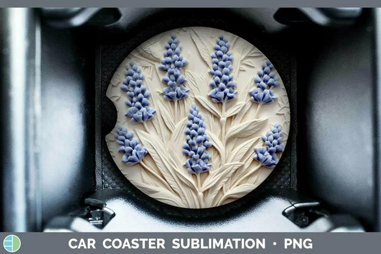3D Flowers Bluebonnet Car Coaster Sublimation Coaster Design