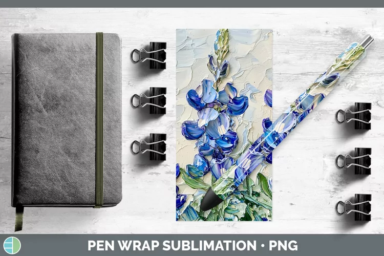 3D Flowers Bluebonnet Pen Wrap Sublimation Pen Designs