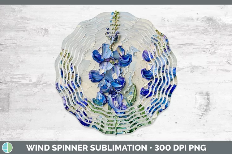 3D Flowers Bluebonnet Wind Spinner Sublimation Spinner Desig
