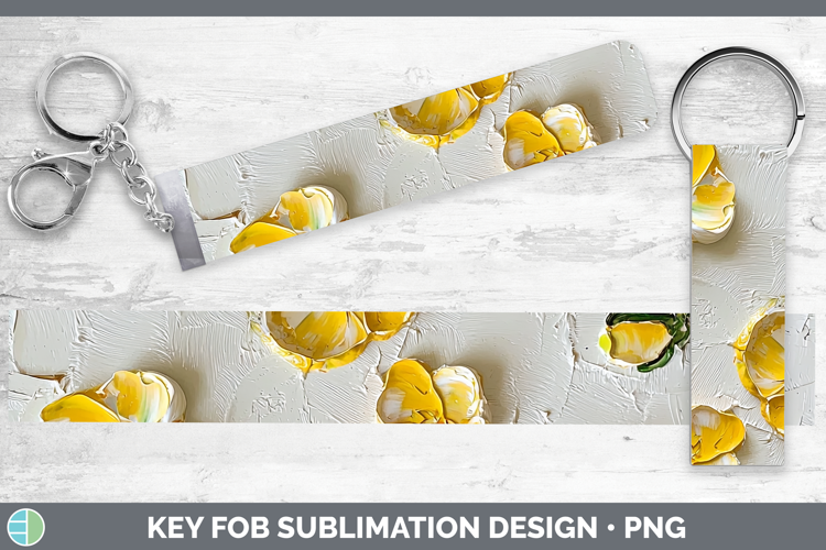 3D Flowers Buttercup Key Fob Sublimation Wristlet Designs