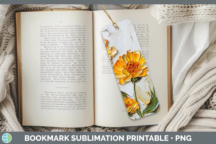 3D Flowers Calendula Bookmark Sublimation Printable Designs
