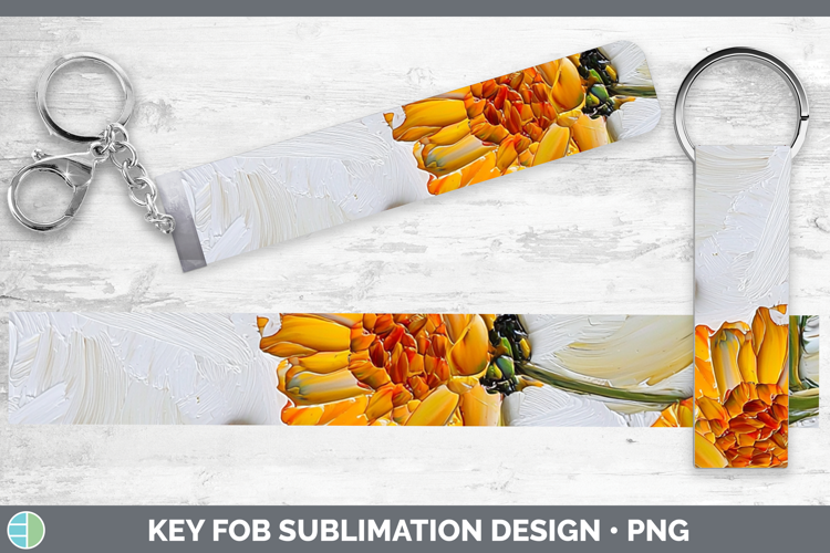 3D Flowers Calendula Key Fob Sublimation Wristlet Designs