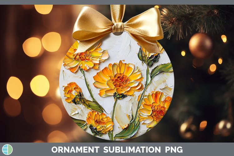 3D Flowers Calendula Ornament Sublimation Bauble Designs