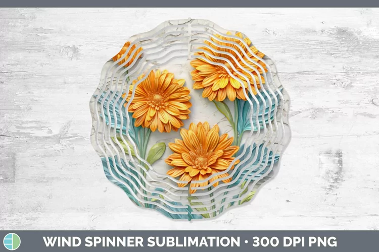 3D Flowers Calendula Wind Spinner Sublimation Spinner Design