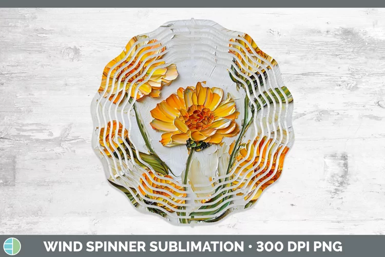 3D Flowers Calendula Wind Spinner Sublimation Spinner Design