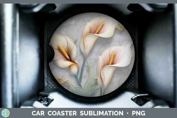 3D Flowers Calla Lily Car Coaster Sublimation Coaster Design