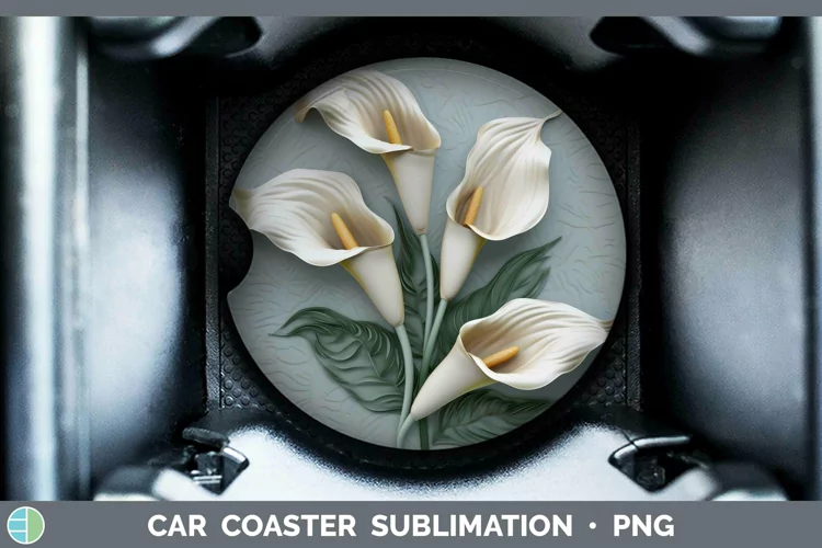 3D Flowers Calla Lily Car Coaster Sublimation Coaster Design