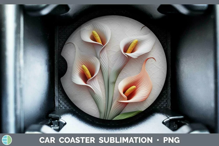 3D Flowers Calla Lily Car Coaster Sublimation Coaster Design