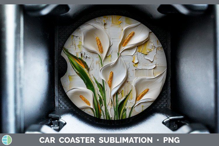 3D Flowers Calla Lily Car Coaster Sublimation Designs