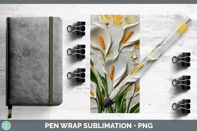 3D Flowers Calla Lily Pen Wrap Sublimation Pen Designs