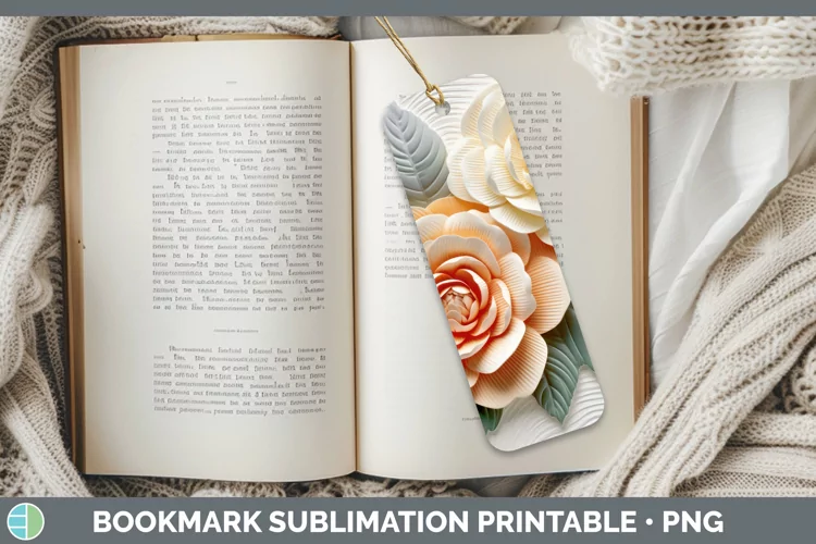 3D Flowers Camellia Bookmark Sublimation Printable Designs