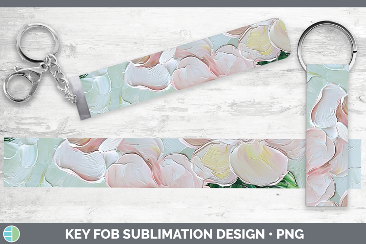 3D Flowers Camellia Key Fob Sublimation Wristlet Designs