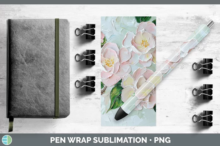 3D Flowers Camellia Pen Wrap Sublimation Pen Designs