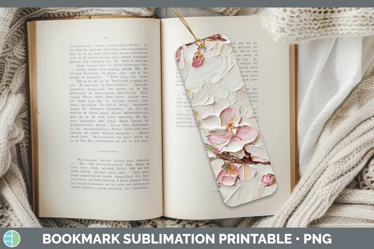 3D Flowers Cherry Blossom Bookmark Sublimation Printable Des