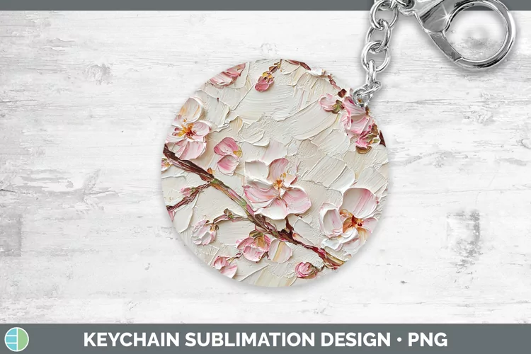 3D Flowers Cherry Blossom Keychain Sublimation Keyring Desig