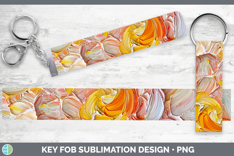 3D Flowers Chrysanthemum Key Fob Sublimation Wristlet Design