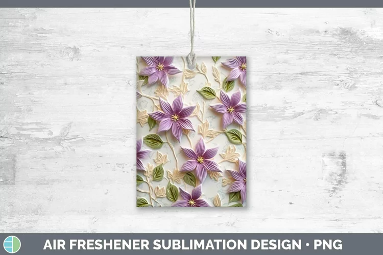3D Flowers Clematis Air Freshener Sublimation Car Freshener