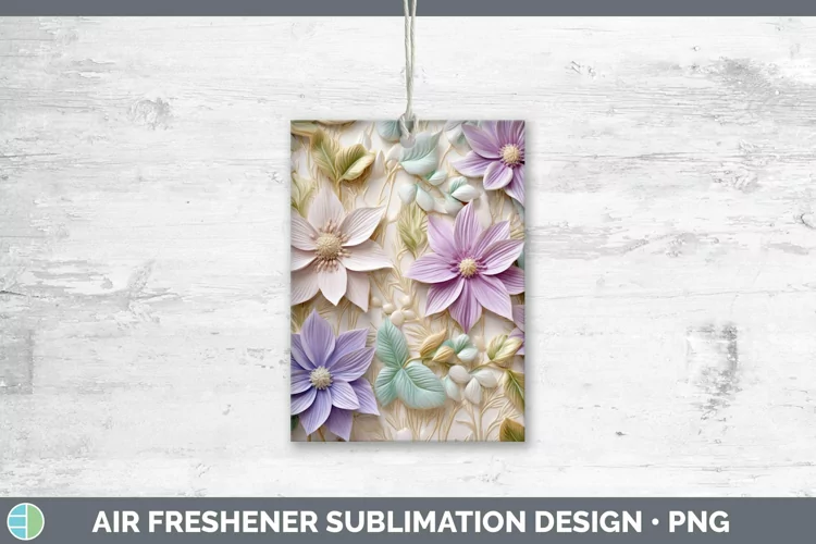 3D Flowers Clematis Air Freshener Sublimation Car Freshener