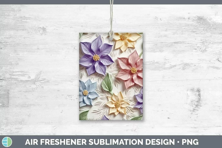 3D Flowers Clematis Air Freshener Sublimation Car Freshener