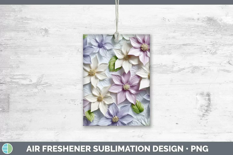 3D Flowers Clematis Air Freshener Sublimation Car Freshener