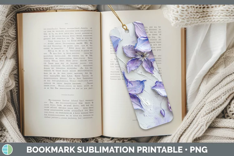 3D Flowers Clematis Bookmark Sublimation Printable Designs