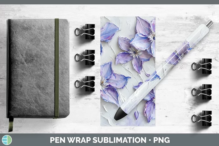 3D Flowers Clematis Pen Wrap Sublimation Pen Designs