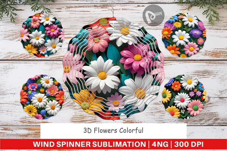 Wind Spinner 3D Flowers Colorful