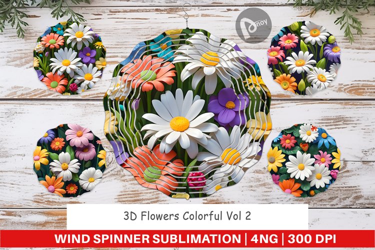 Wind Spinner 3D Flowers Colorful