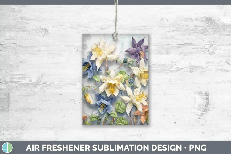 3D Flowers Columbine Air Freshener Sublimation Car Freshener