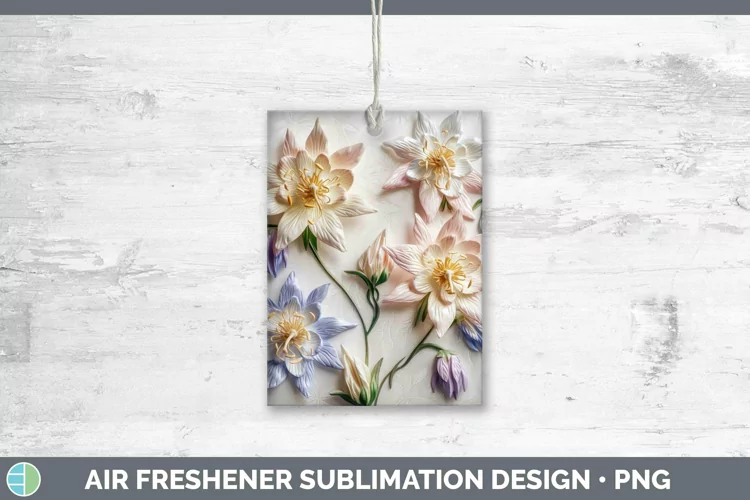 3D Flowers Columbine Air Freshener Sublimation Car Freshener