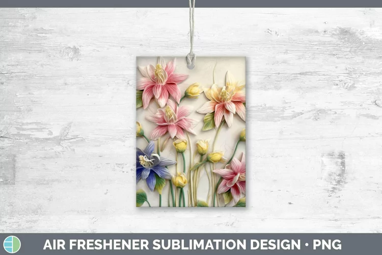 3D Flowers Columbine Air Freshener Sublimation Car Freshener