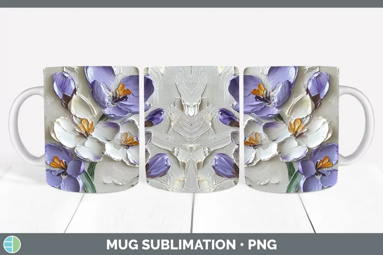 3D Flowers Crocus Mug Wrap Sublimation Coffee Cup Designs