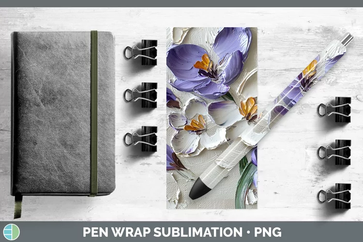3D Flowers Crocus Pen Wrap Sublimation Pen Designs