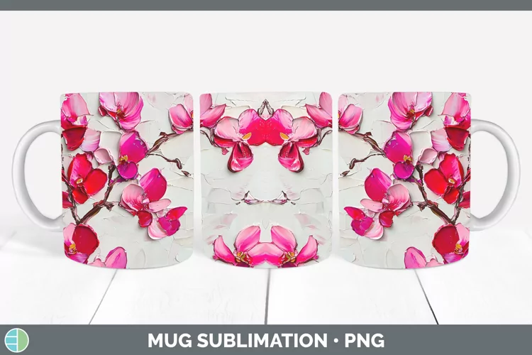 3D Flowers Cyclamen Mug Wrap Sublimation Coffee Cup Designs