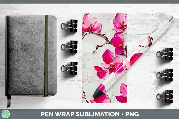 3D Flowers Cyclamen Pen Wrap Sublimation Pen Designs