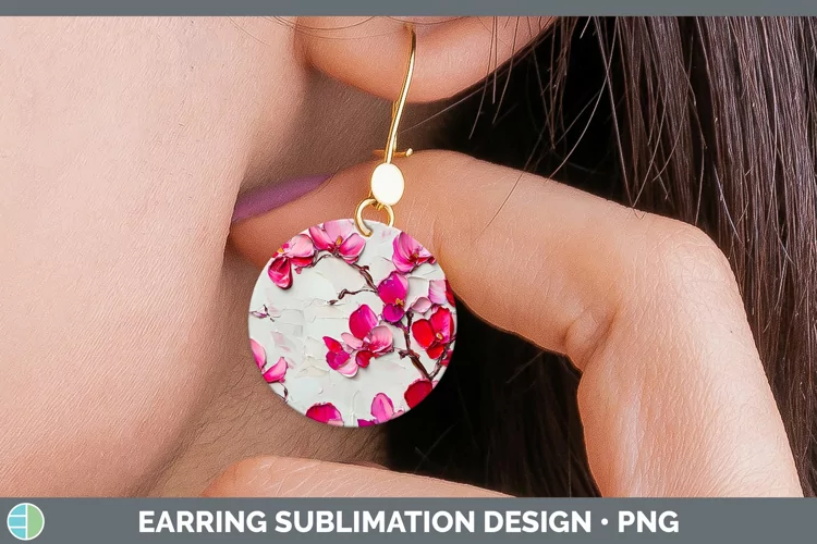 3D Flowers Cyclamen Round Earrings Sublimation Earrings Desi